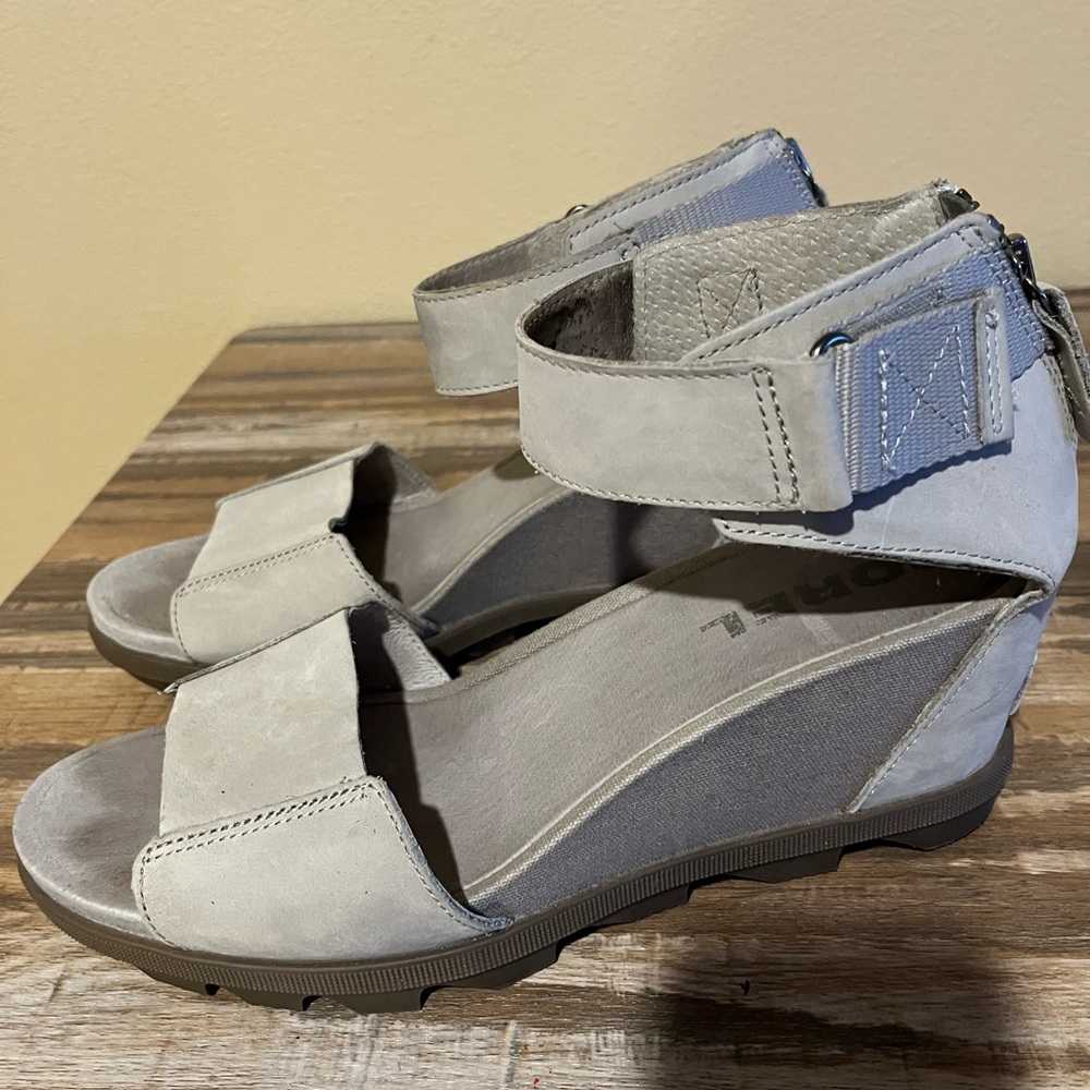 Sorel Light Gray Wedge Sandals